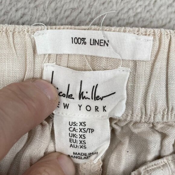 Nicole Miller 100% Linen Pants XS Beige High-Waisted Pants With Buttons - Picture 6 of 9